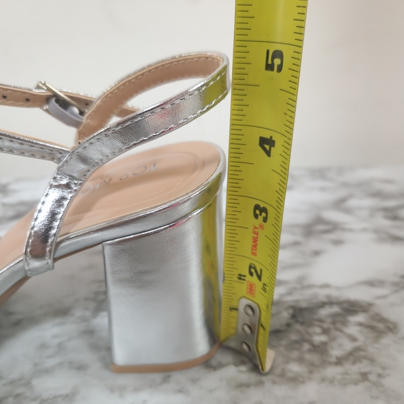 TOP Moda Silver Rhinestone Block Heel Sandals - Picture 5 of 6